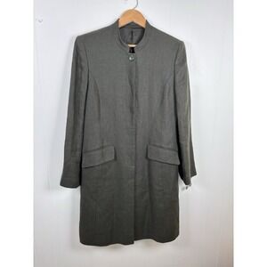 HOBBS UK 14‎ US 10 Khaki Green Sheath 100% Linen Dress and Long Jacket Suit